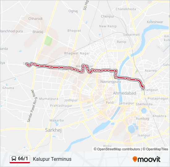 66/1 Bus Line Map