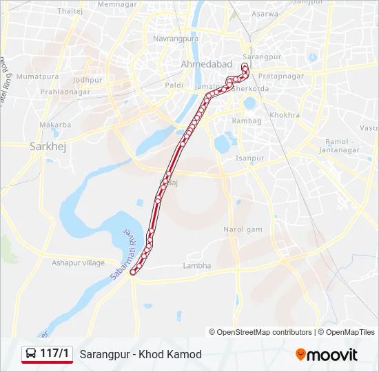 117/1 Bus Line Map