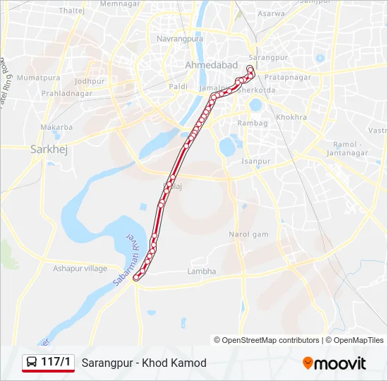 117/1 Bus Line Map