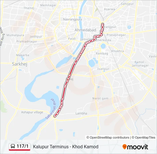 117/1 Bus Line Map