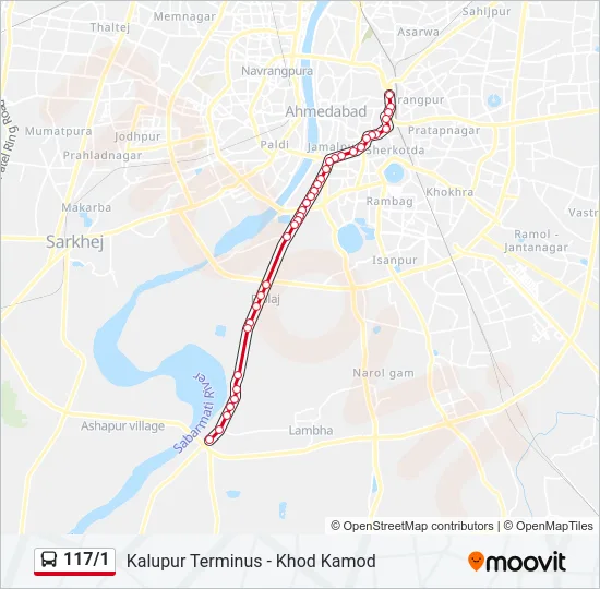 117/1 Bus Line Map