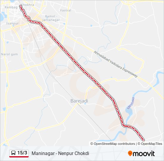 15/3 bus Line Map