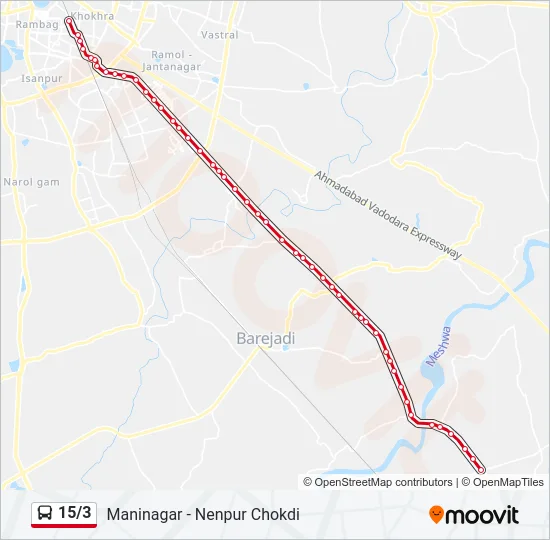 15/3 Bus Line Map