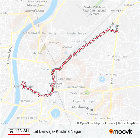 123-SH Bus Line Map