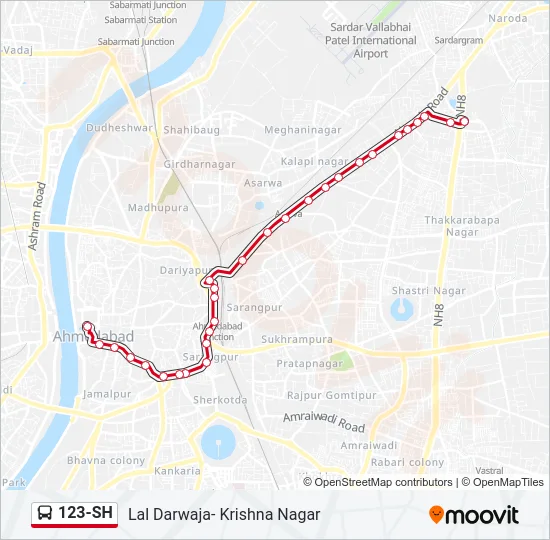 123-SH Bus Line Map