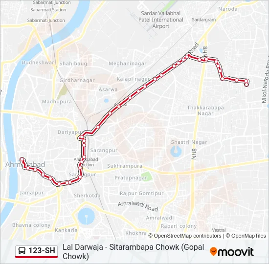 123-SH Bus Line Map