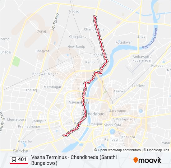 Ahmedabad Metro Map Pdf 401 Route: Schedules, Stops & Maps - Chandkheda (Sarathi Bunglows) (Updated)