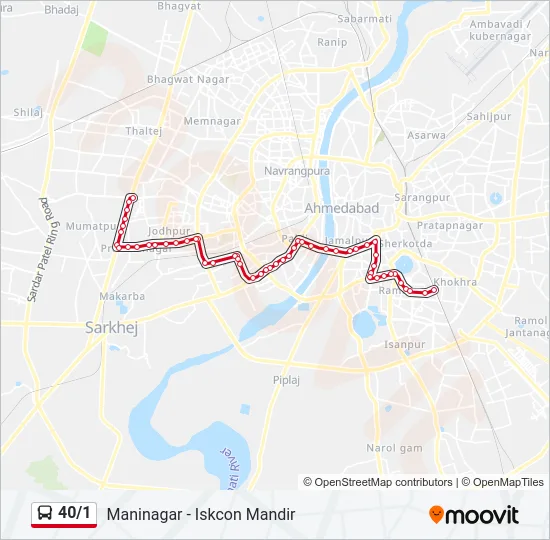 40/1 Bus Line Map
