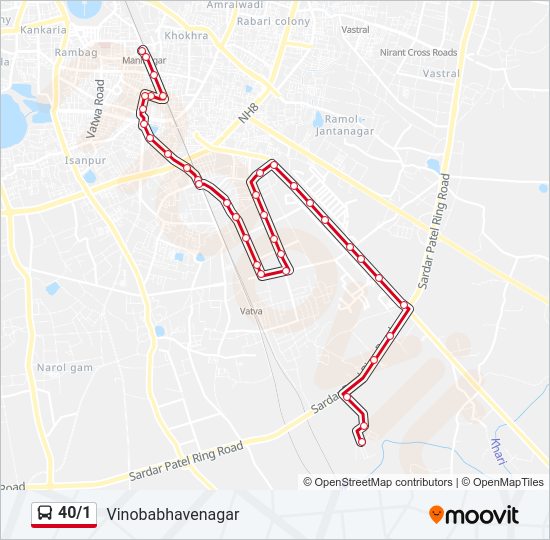 40/1 bus Line Map