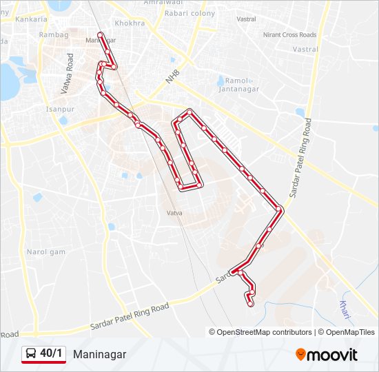 40/1 bus Line Map