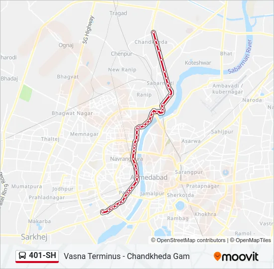 401-SH Bus Line Map