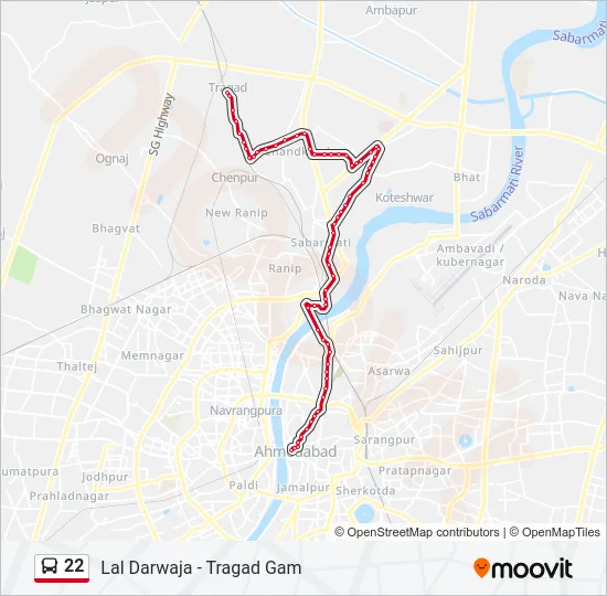 22 Bus Line Map