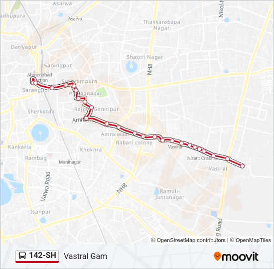 142-SH bus Line Map