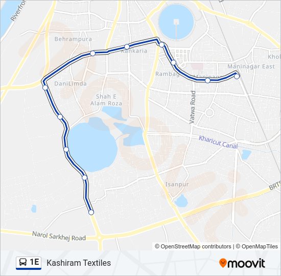 1E Bus Line Map