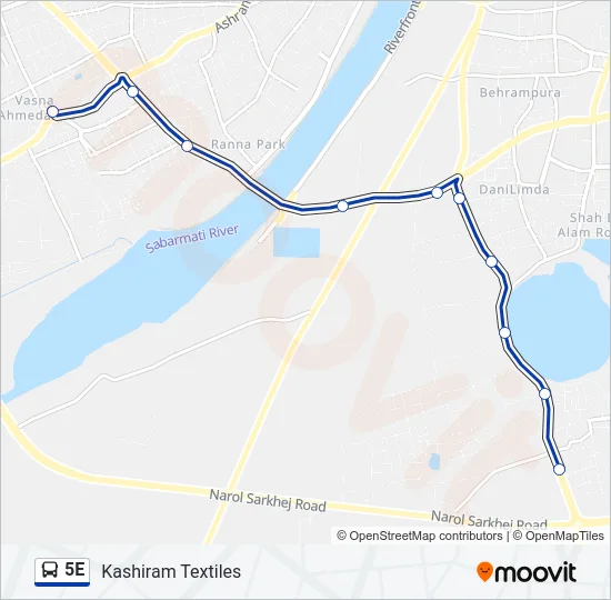 5E Bus Line Map