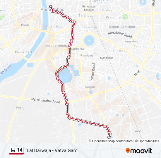 14 Bus Line Map