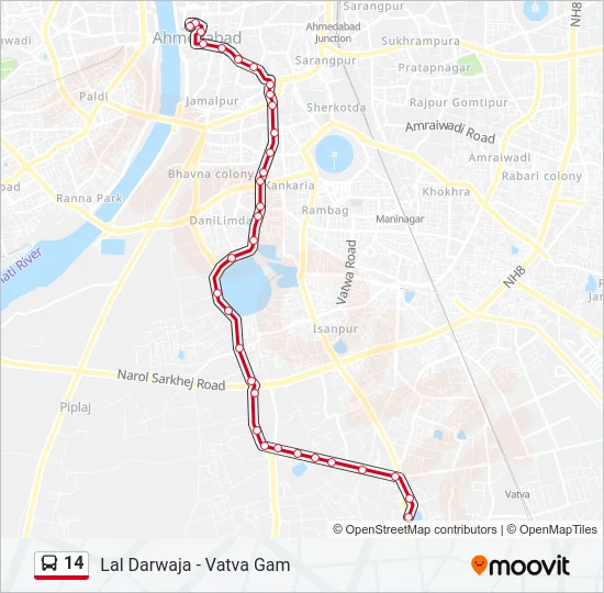 14 Bus Line Map