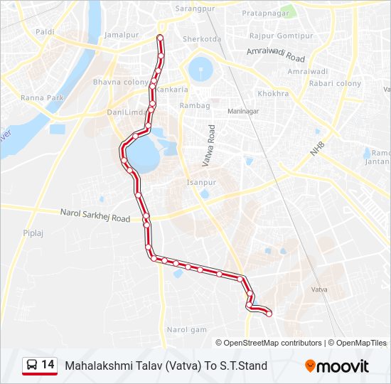 14 Bus Line Map