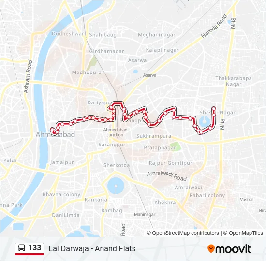 133 Bus Line Map