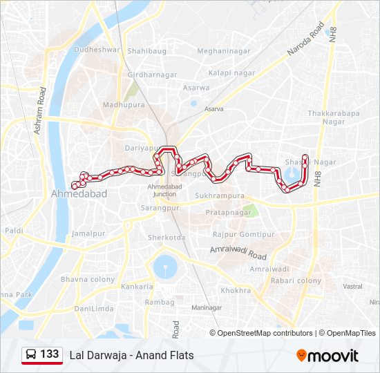 133 bus Line Map