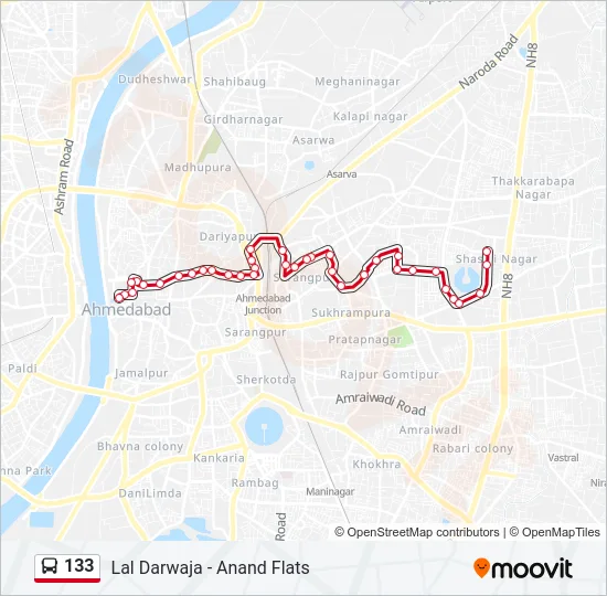 133 Bus Line Map
