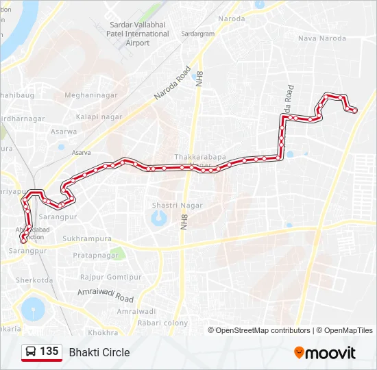 135 Bus Line Map