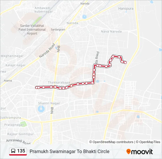 135 Bus Line Map