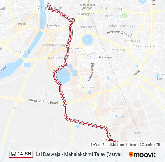 14-SH Bus Line Map