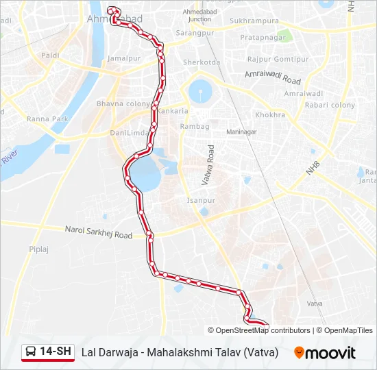 14-SH Bus Line Map