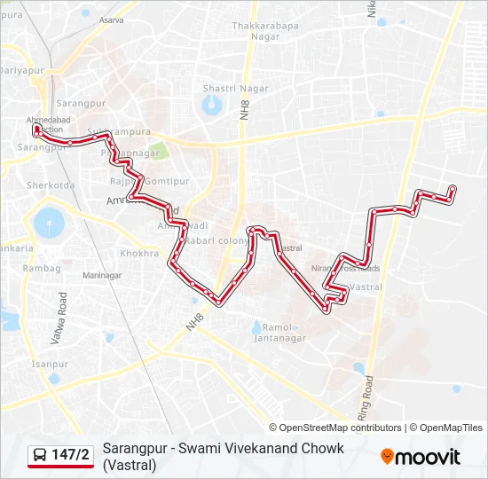147/2 Bus Line Map