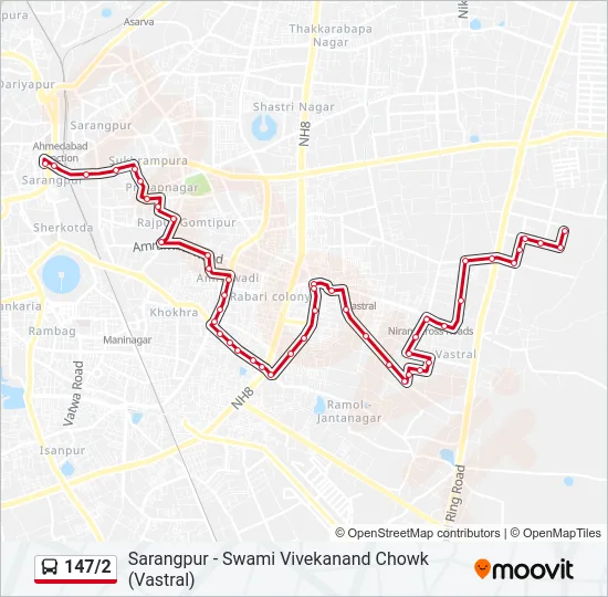 147/2 Bus Line Map