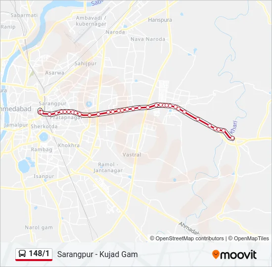 148/1 Bus Line Map