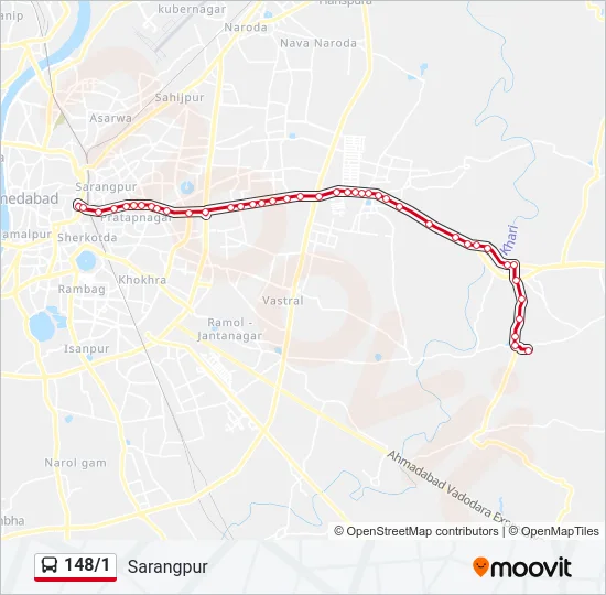 148/1 Bus Line Map