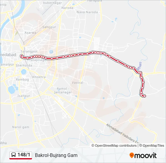 148/1 Bus Line Map