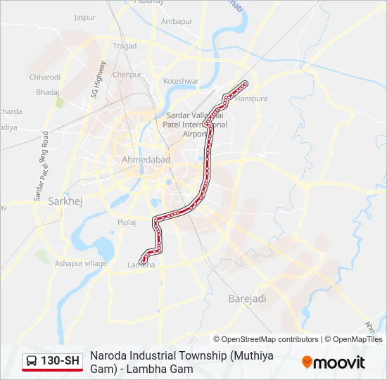 130-SH Bus Line Map