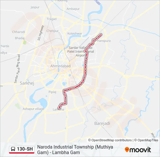 130-SH Bus Line Map