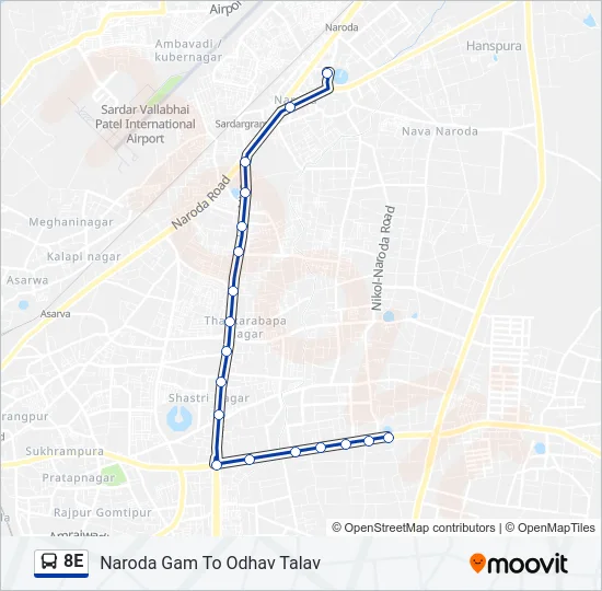 8E Bus Line Map
