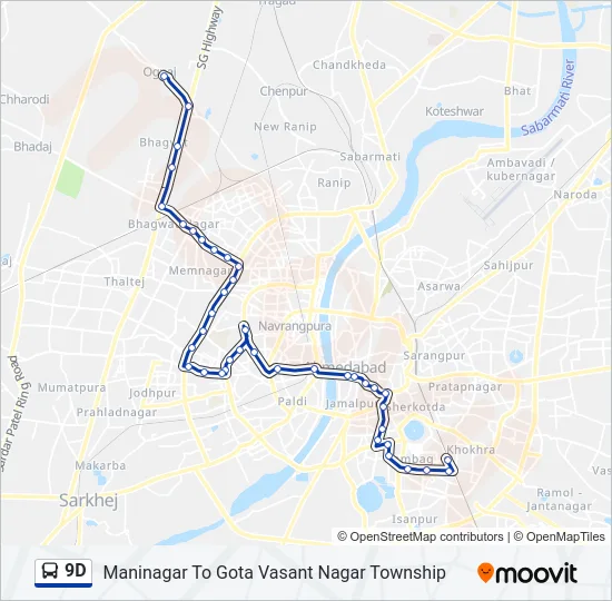 9D Bus Line Map