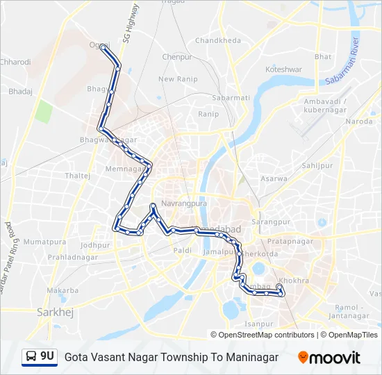 9U Bus Line Map