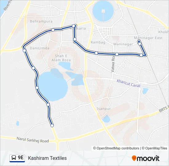 9E Bus Line Map