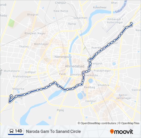 14D bus Line Map