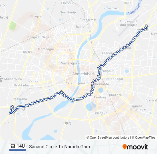 14U Bus Line Map