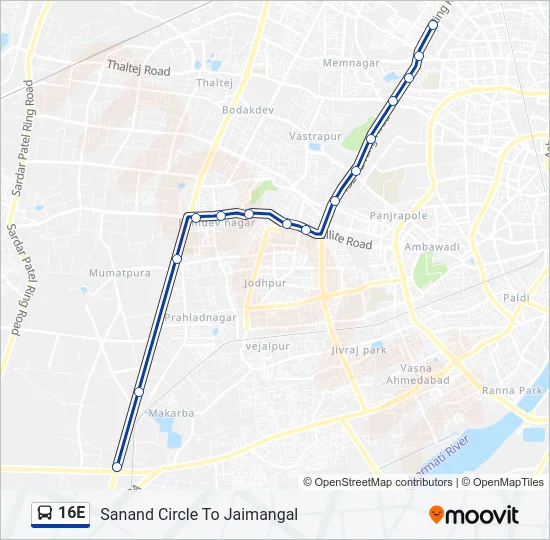 16E Bus Line Map
