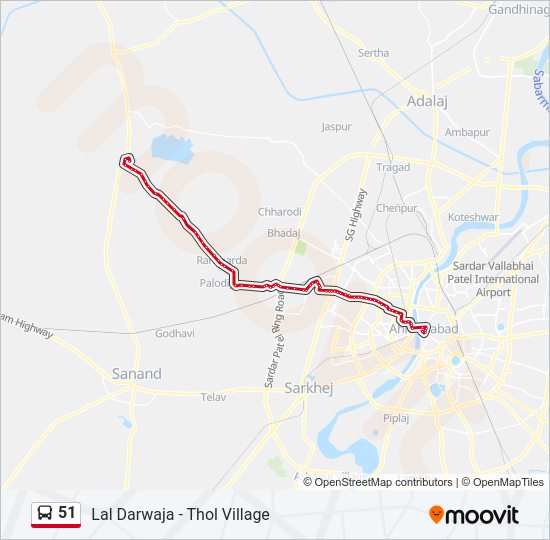 51 bus Line Map