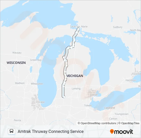 AMTRAK THRUWAY CONNECTING SERVICE Bus Line Map