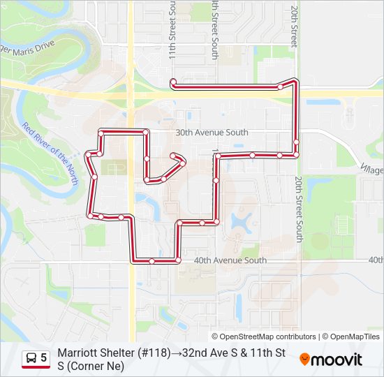 5 Bus Line Map