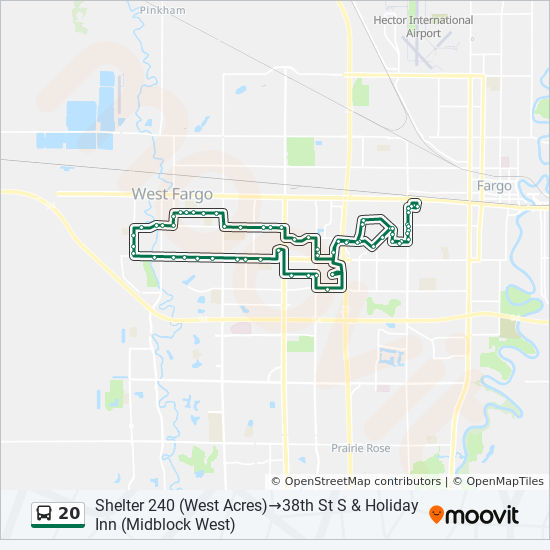 20 Route Schedules, Stops & Maps Shelter 240 (West Acres)‎→38th St S