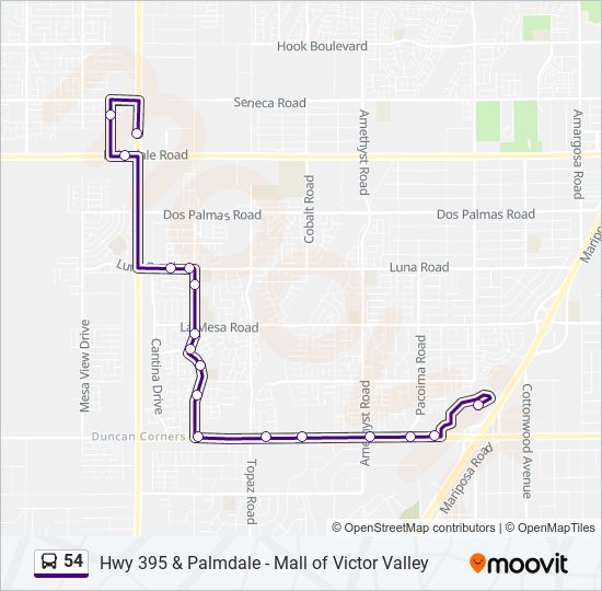 54 bus Line Map