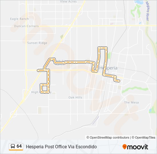 Ruta 64 horarios, paradas y mapas Hesperia Post Office Via Escondido (Actualizado)