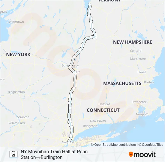 ETHAN ALLEN EXPRESS Train Line Map